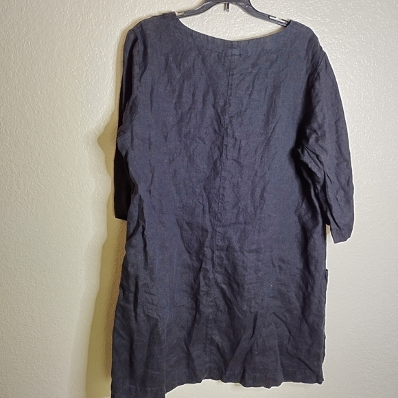 Len Ok linen langenlook loose v neck pocket 3/4 sleeve dress sz XXL - Picture 8 of 9